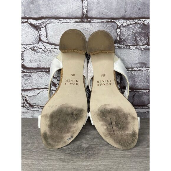 Donald Pliner OONA White Leather Open Toe Cork Heel Sandals Women Sz 8M US/39EU - Picture 7 of 16